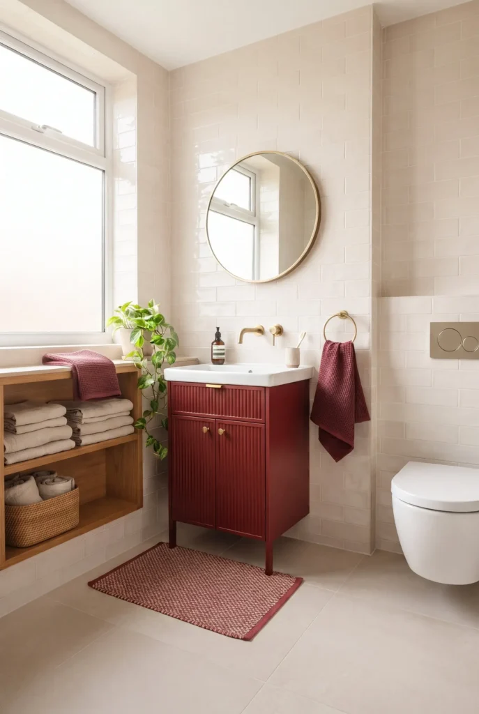 Use Red Accents in a Small Bathroom