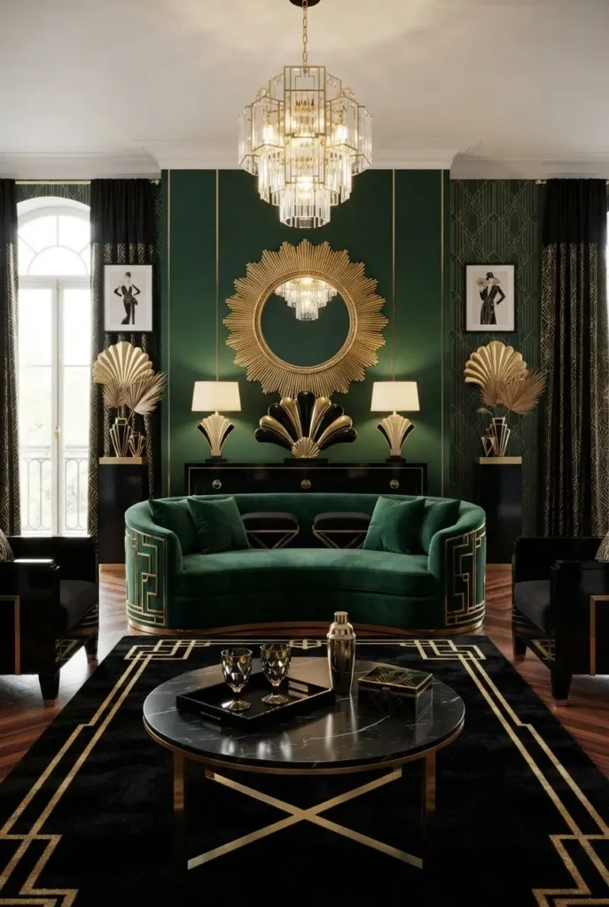 Art Deco Style with Green and Gold