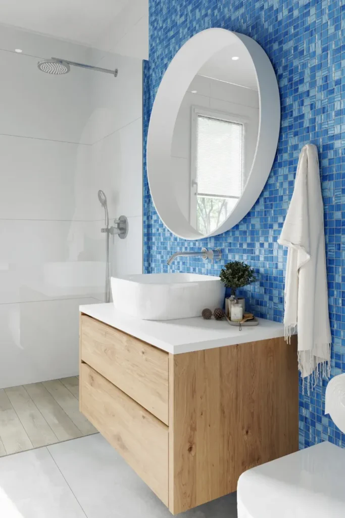 Pair Navy Walls with White Marble