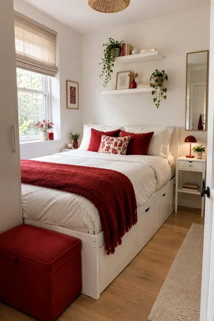 Space-Saving Furniture With Red Accents