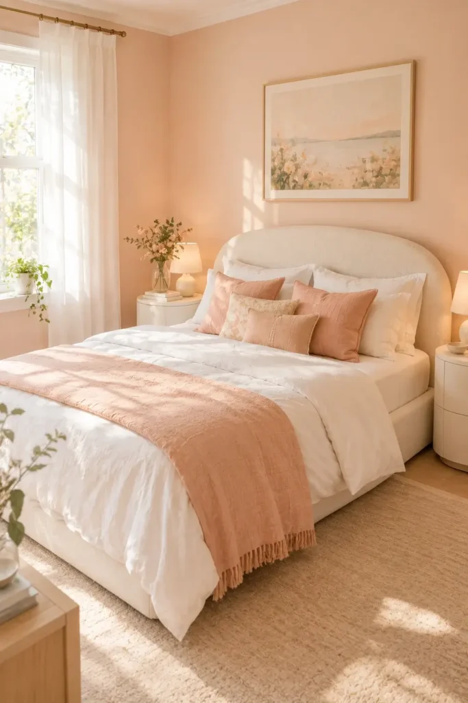 White and Peach Bedroom
