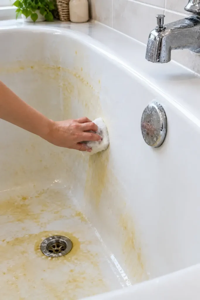 How to clean yellow bathtub stains