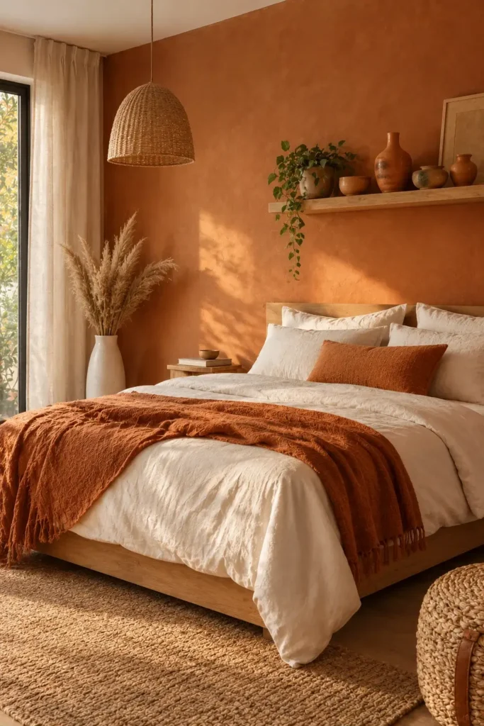 White and Terracotta Bedroom