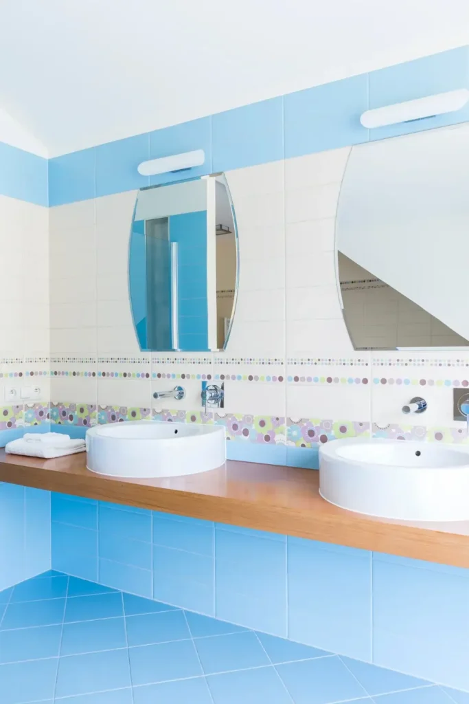 Combine Pale Blue with Natural Wood