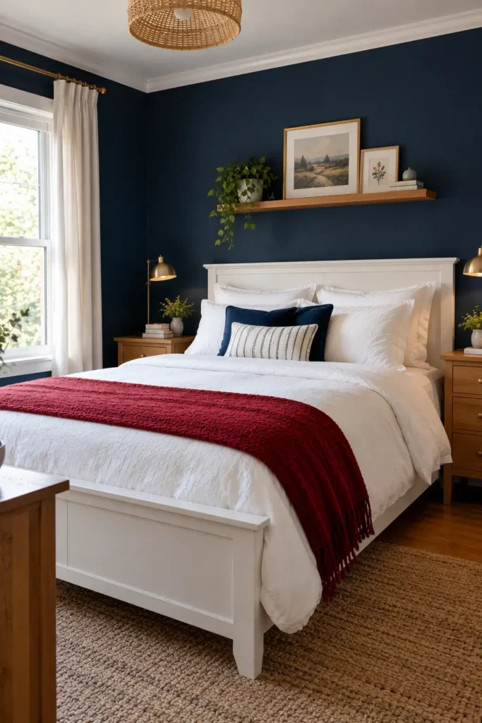 Navy Blue, Red, and White Color Scheme