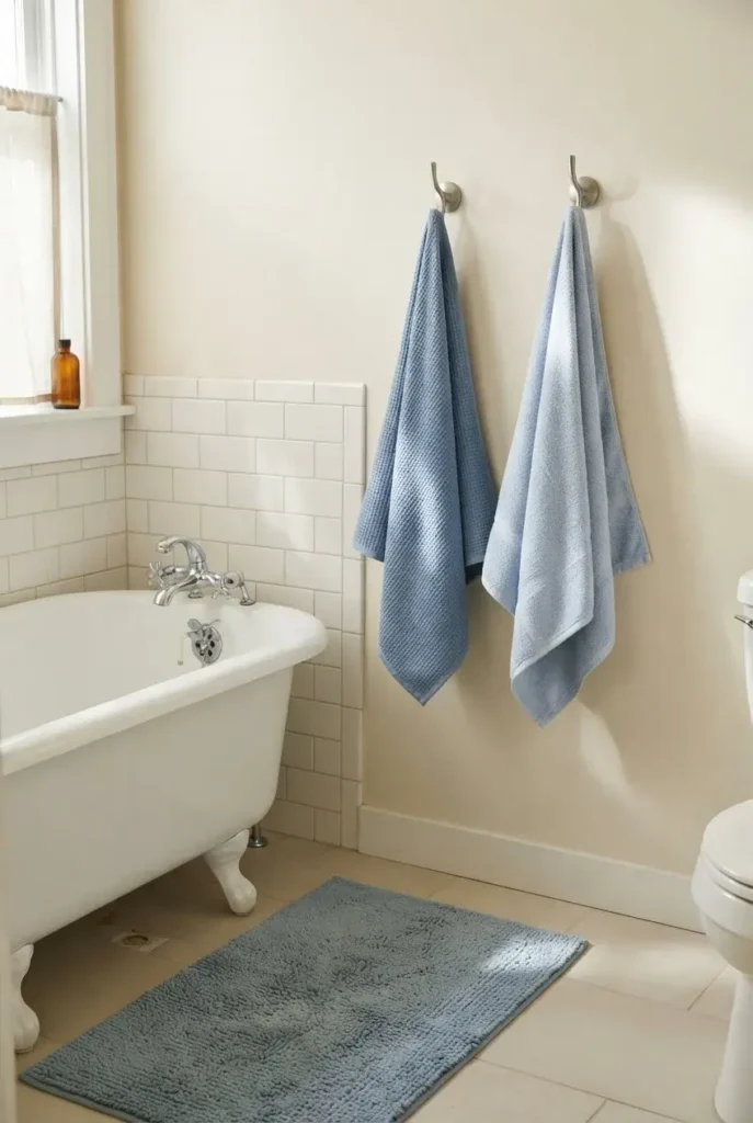 Add Blue Towels and Bath Mats