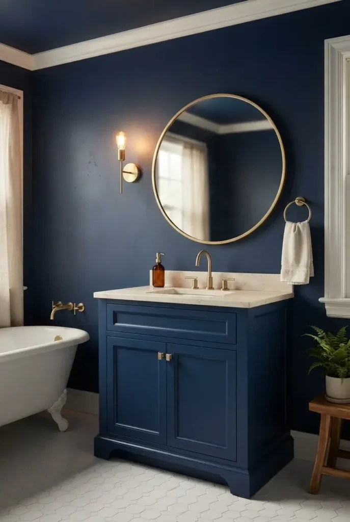 Blue and Gold for a Luxe Bathroom