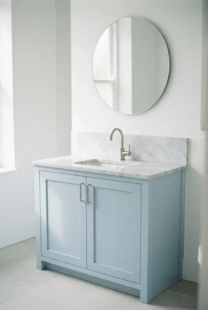 Light Blue Vanity With Marble