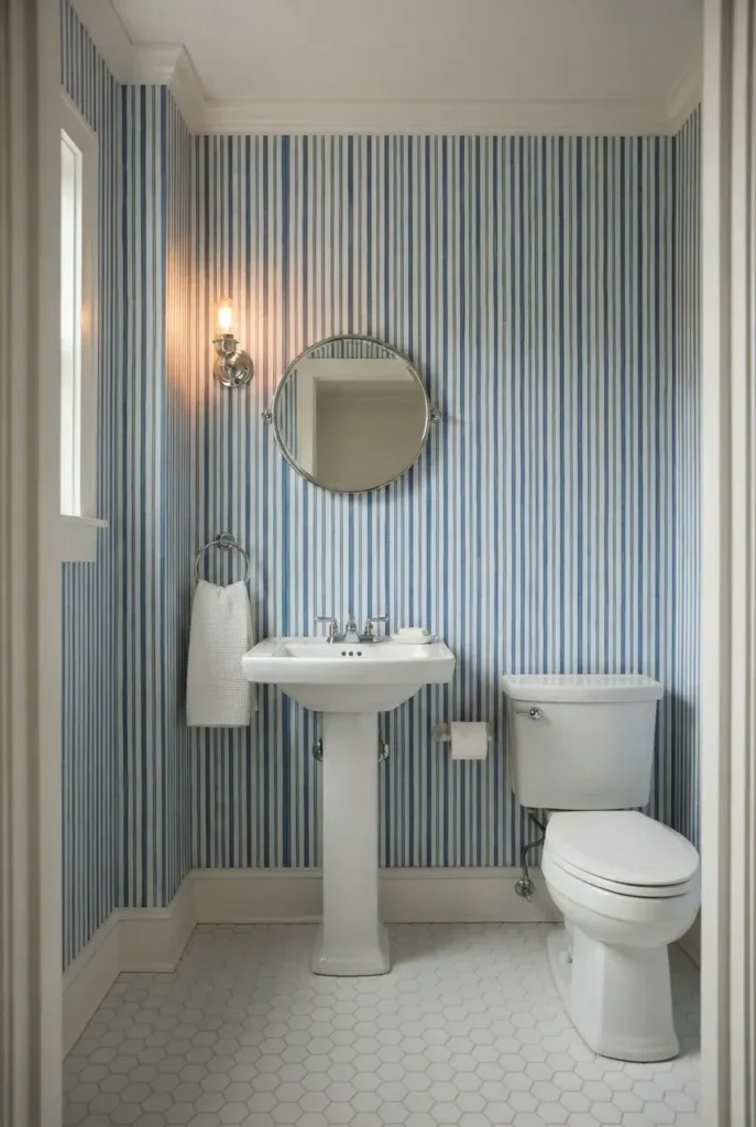 Blue and White Patterned Wallpaper