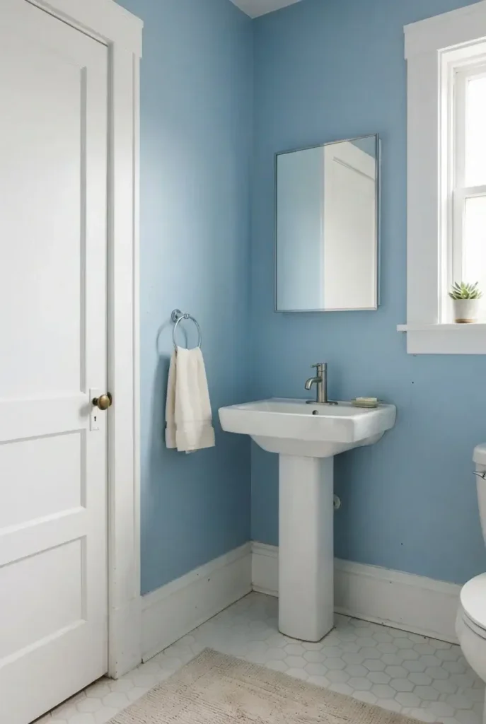 Sky Blue Walls With White Trim