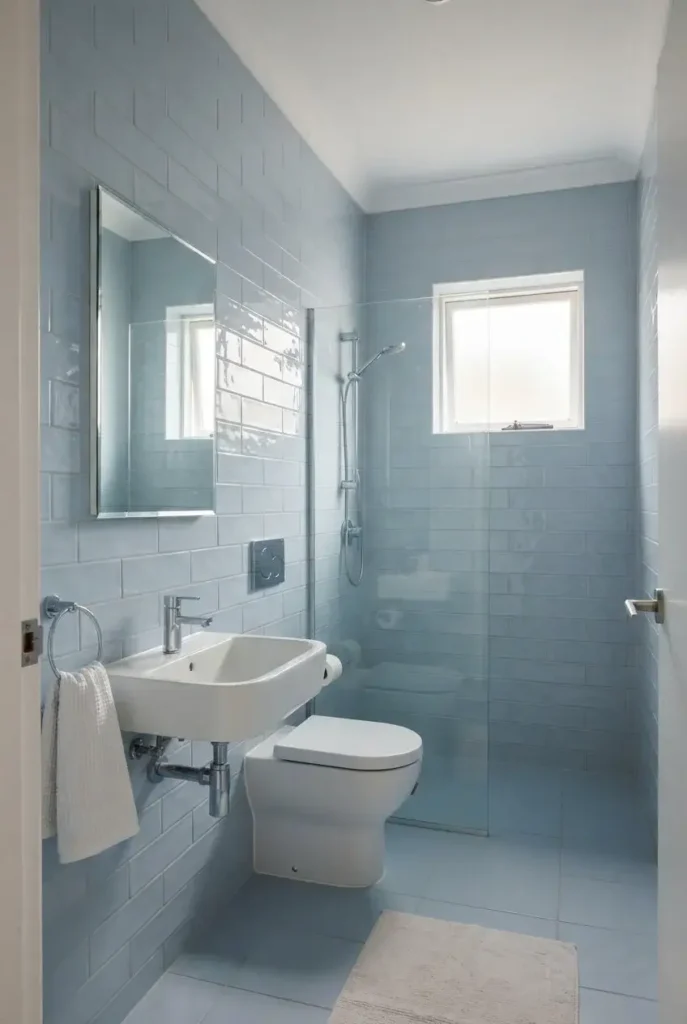 Floor-to-Ceiling Blue Bathroom Tile