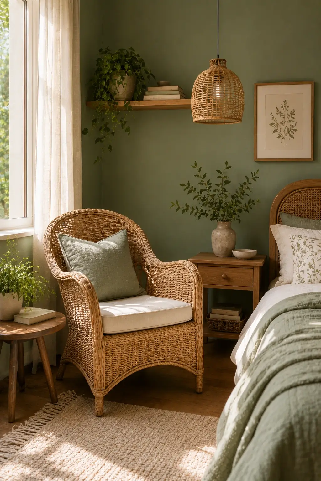 Blend Rattan and Sage Green Decor