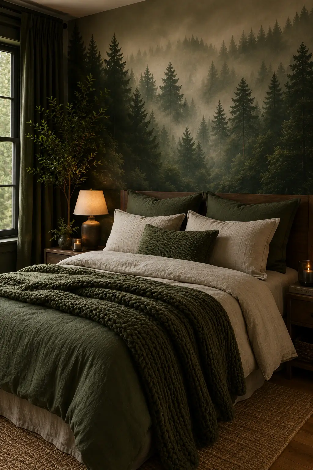 Contrast a Forest Mural with Soft Textures