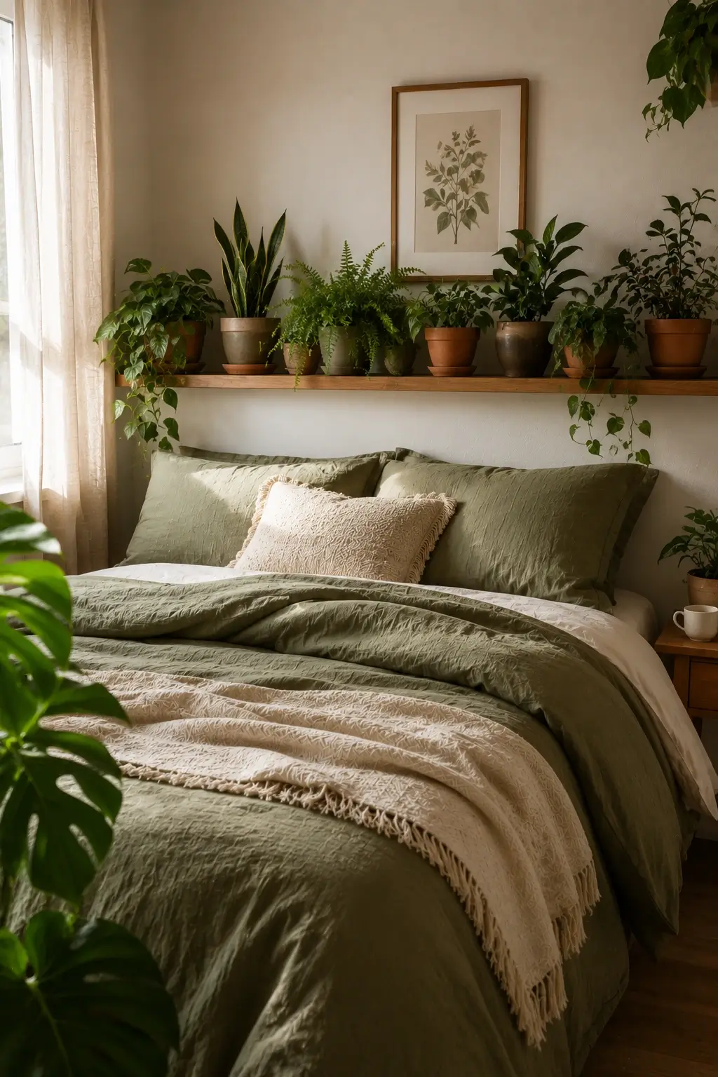 Line a Headboard with Potted Plants