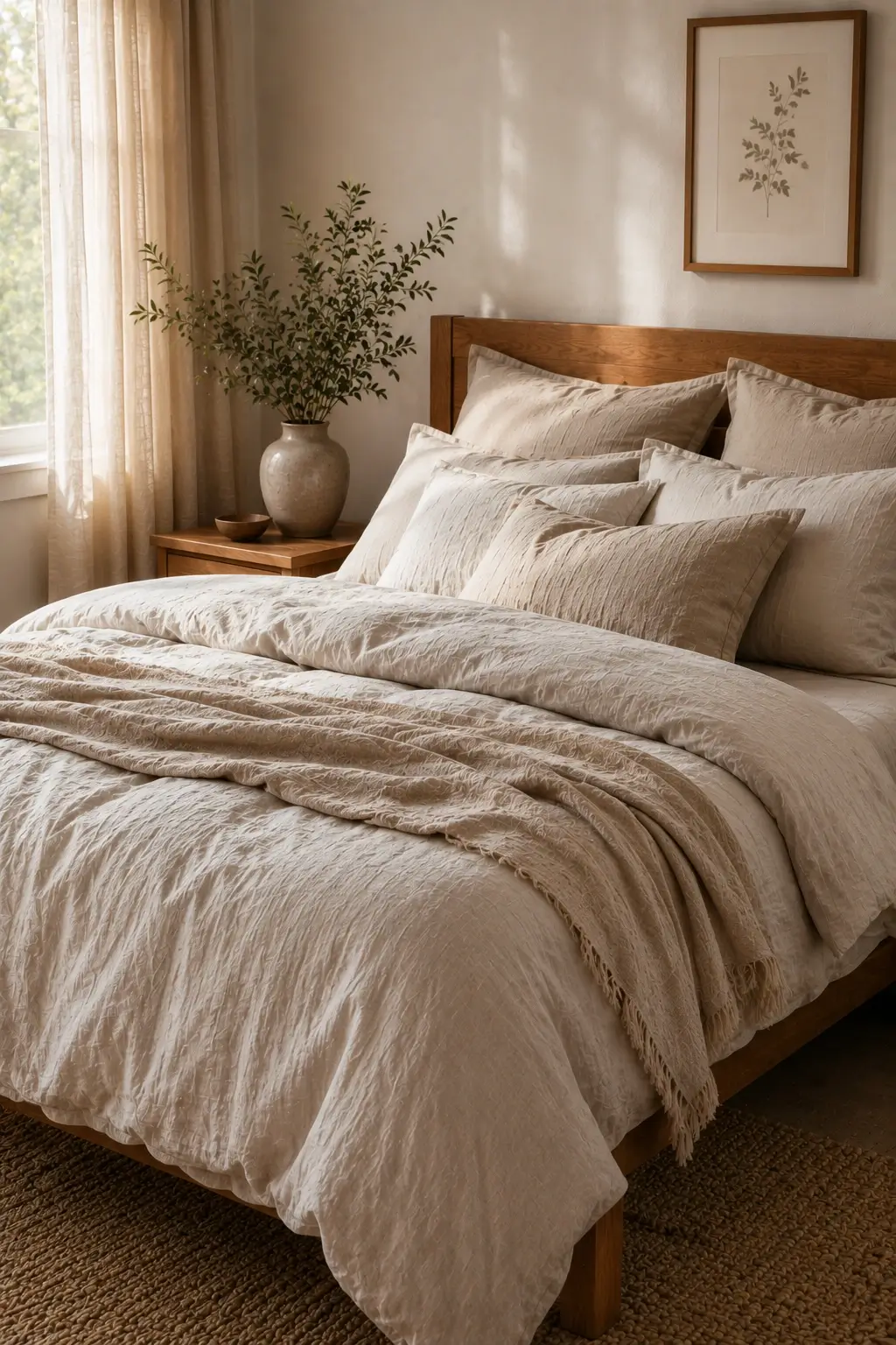 Mix Soft Linen with Warm Wood